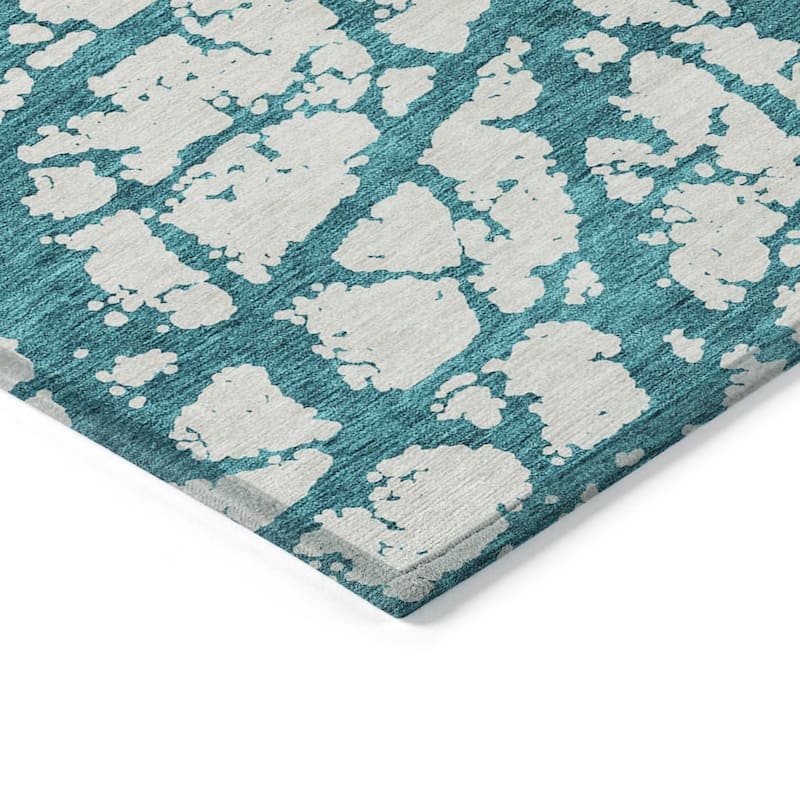 Machine Washable Indoor/ Outdoor Abstract Contemporary Chantille Rug