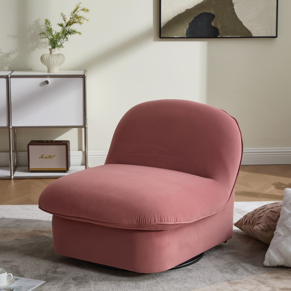 Swivel Accent Chair, 360-degree Metal Base with Velvet Fabric Upholstery