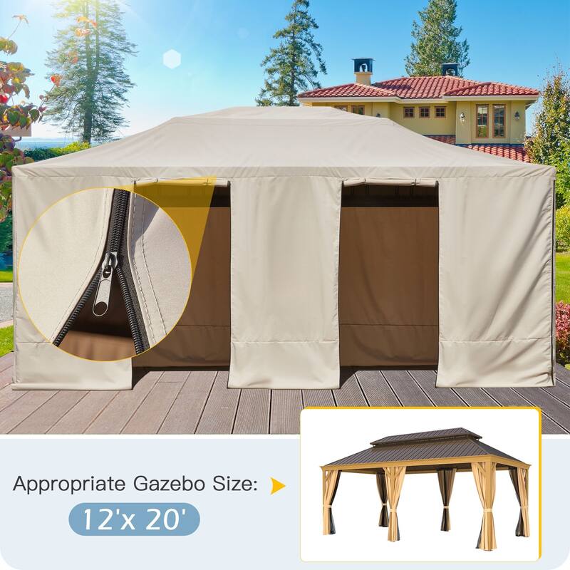 Outdoor Hardtop Gazebo with Galvanized Steel Double Roof & Aluminum Frame, Outdoor pergola with Premium Curtains and Nettings