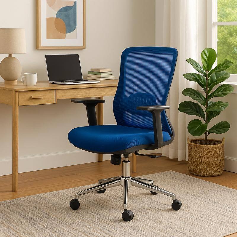 Adorit Modern Soft Cotton Upholstered Swivel Seat Office Desk Chair with Wheels, Adjustable Home Chair with Arms