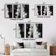 preview thumbnail 4 of 5, Designart "Black Textured Splash Paint Art III" Abstract Painting Framed Wall Art Set Of 3 For Office Decor