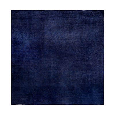 Overdyed One-of-a-Kind Hand-Knotted Square Area Rug - Purple - 12' 0" x 12' 3"