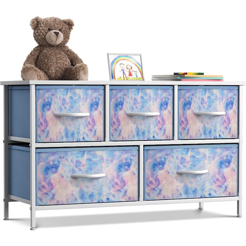 Dresser w/ 5 Drawers Furniture Storage Chest for Home, Bedroom