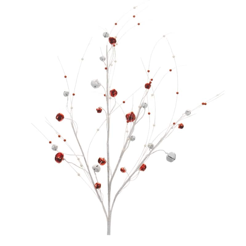 Glittered Sleigh Bell Berry Twig Spray (Set of 2) - N/A