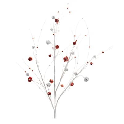 Glittered Sleigh Bell Berry Twig Spray (Set of 2) - N/A
