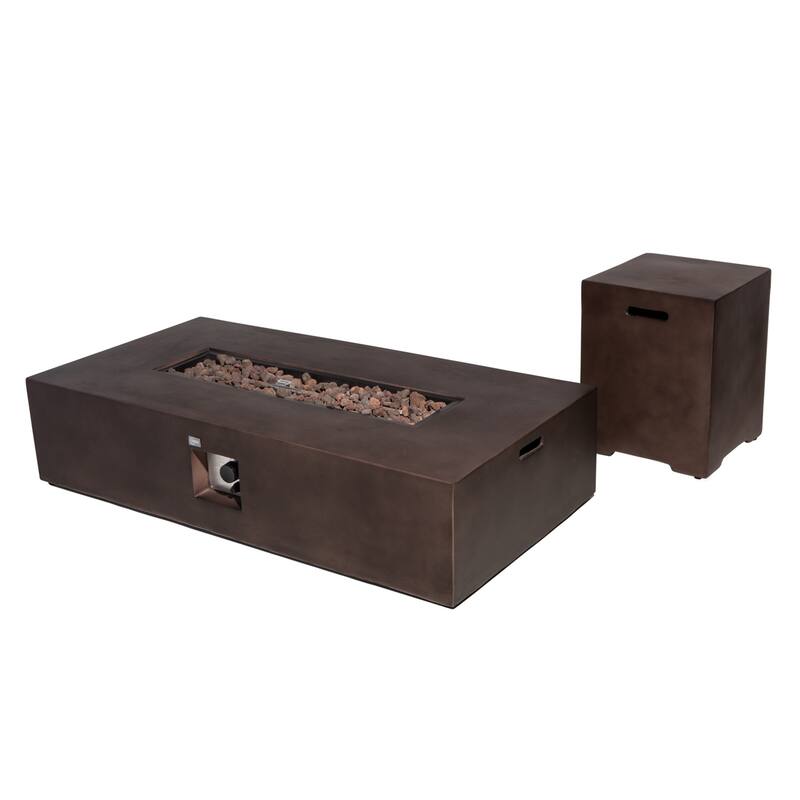 COSIEST Rectangle Bronze Fire Pit Table With Tank Cover Table