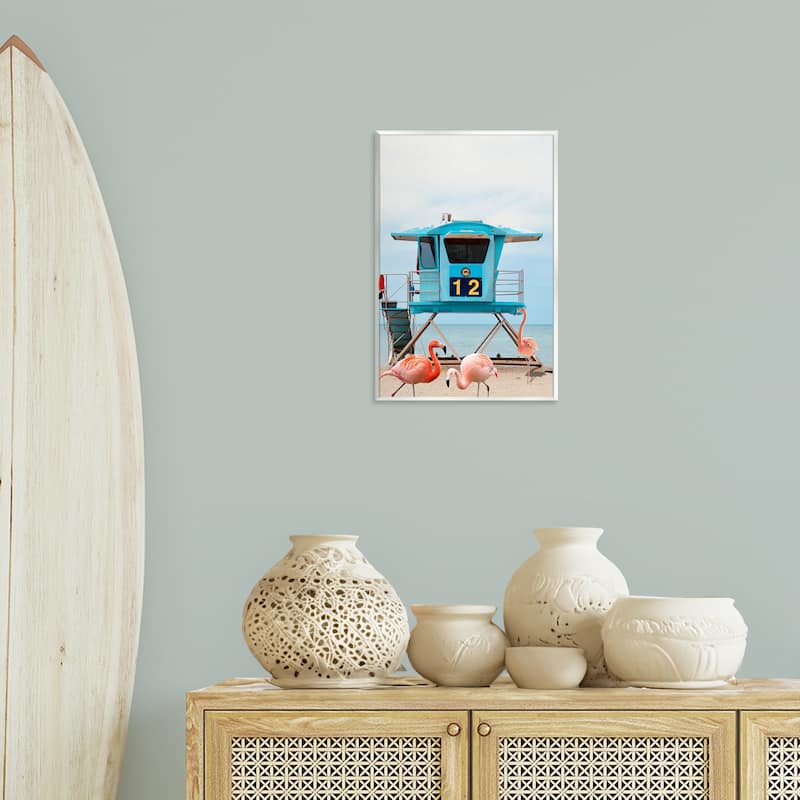 Stupell Beach Shore with Flamingoes Wall Plaque Art Design By Ashley Singleton