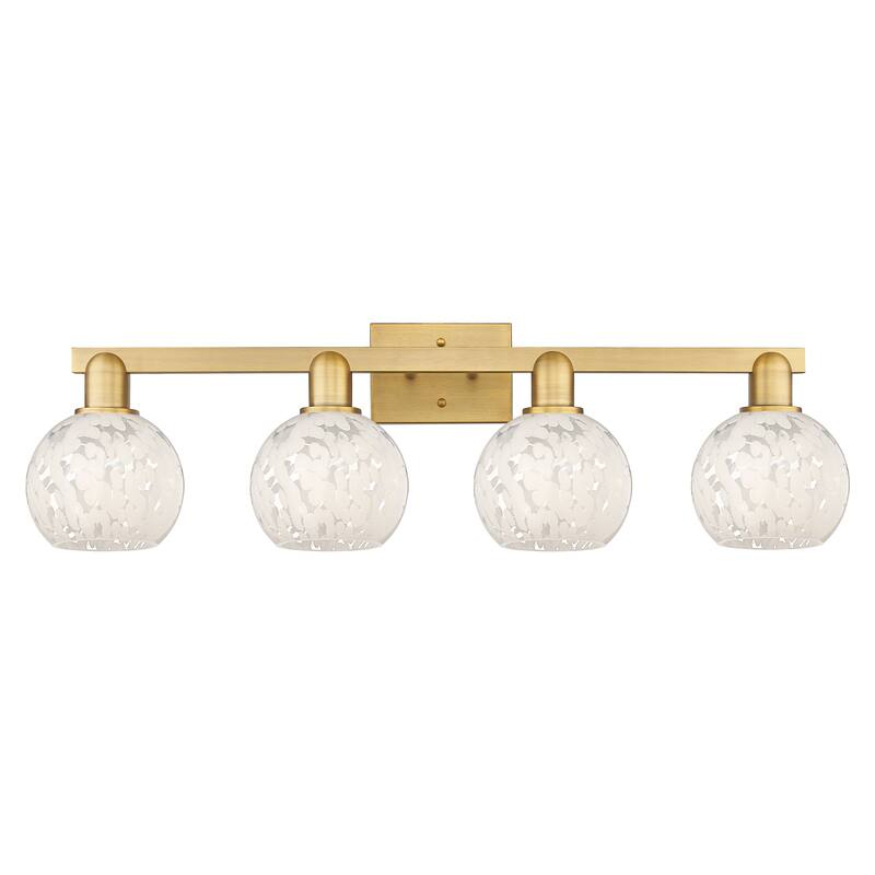 Innovations Lighting Endless Possibilities Arcadia - White Mouchette - 4 Light 33" Bath Vanity Light - Brushed Brass