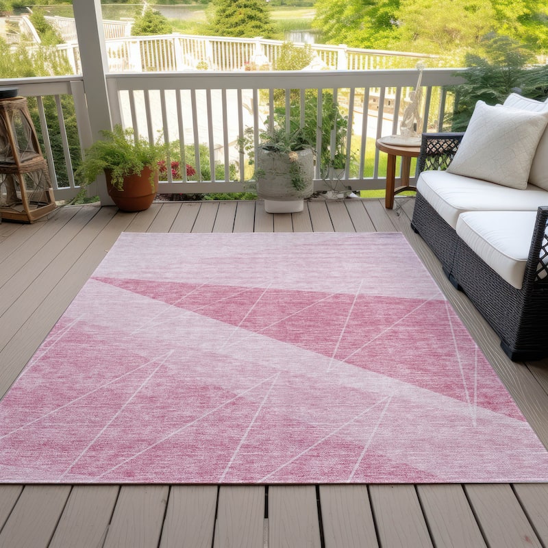Machine Washable Indoor/ Outdoor Chantille Modern Prism Rug