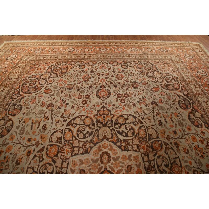 Antique Tabriz Haj Jalili Persian Rug Handmade Floral Wool Carpet - 13'5" x 18'9"