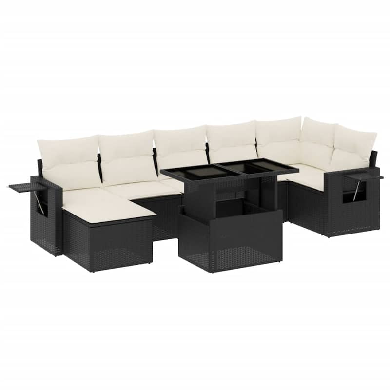 vidaXL Patio Sofa Set with Cushions Outdoor Furniture 8 Piece Poly Rattan