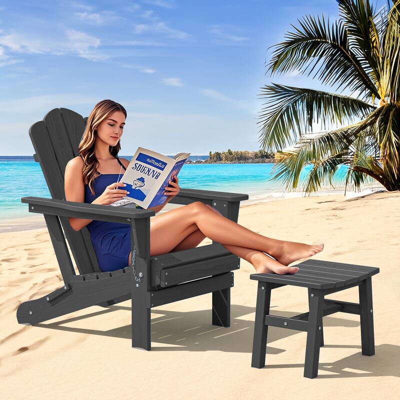 Outdoor Patio HDPE Ottoman Footstool, Extra Seat