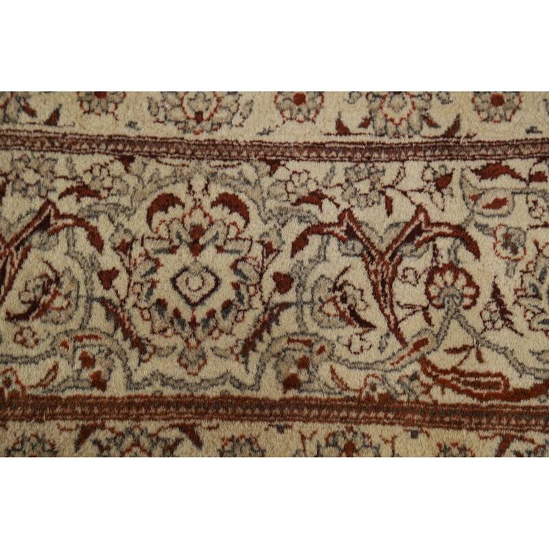 Hand Knotted Oriental 100% Wool Carpet Traditional All-Over Beige & Ivories Tabriz Area Rug - 11' 0'' X 7' 0''