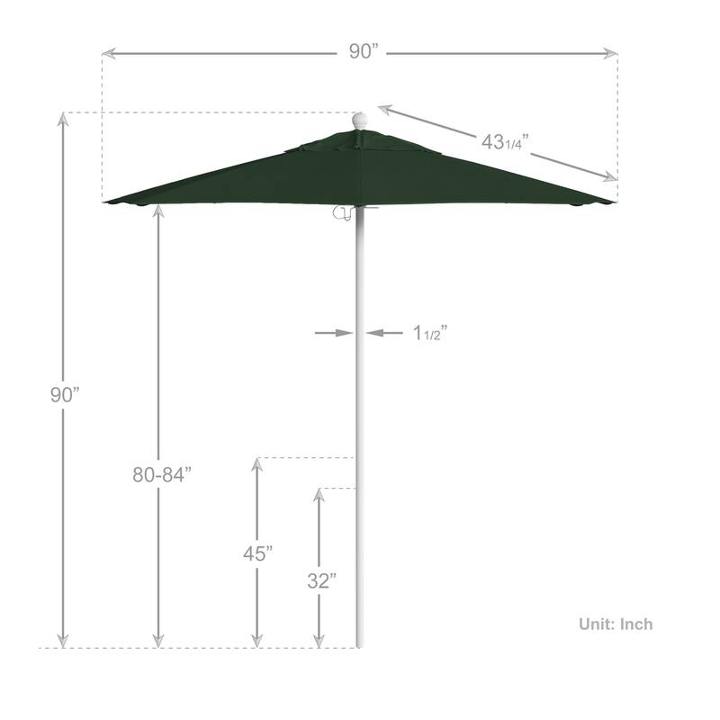 California Umbrella 75' Venture Series Patio Umbrella, White Aluminum Pole Fiberglass Ribs Push Lift Sunbrella