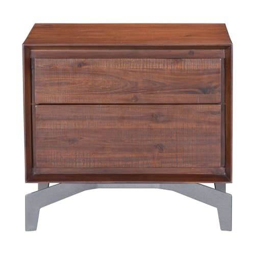 Shop Zuo Modern 100585 Perth 22 Wide Metal Base 2 Drawer Rustic Nightstand Overstock 19845813