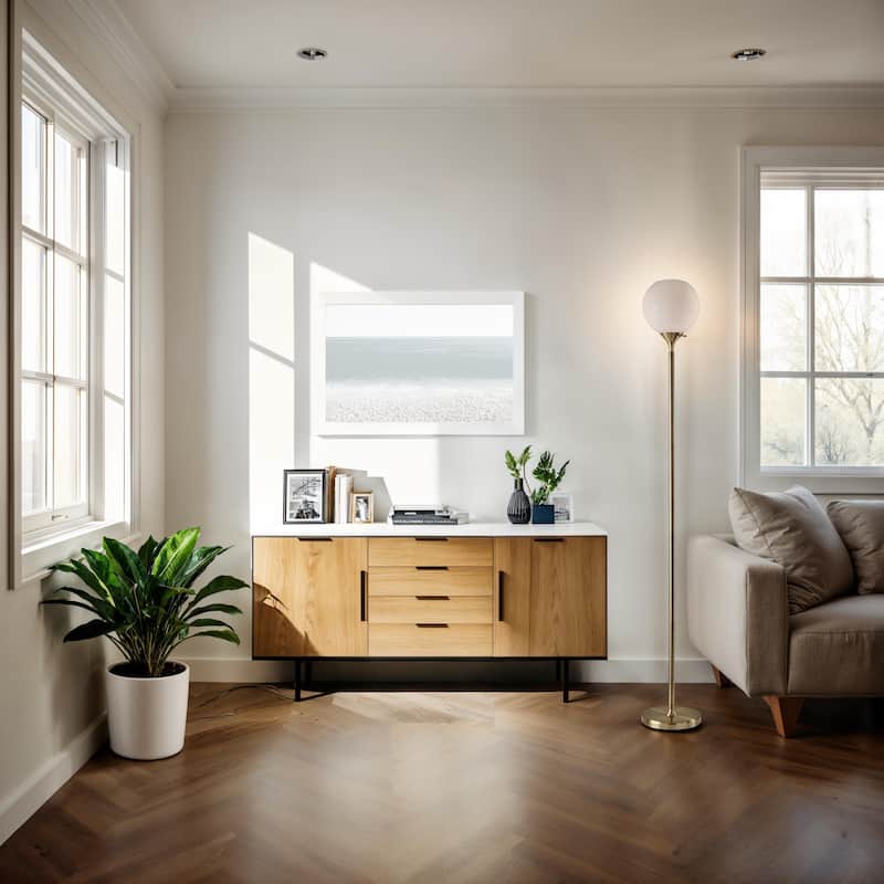 Swirl Torchiere - Antique Brass