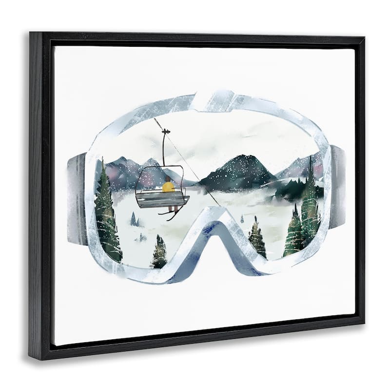 Stupell Ski Mountain Reflection in Sports Goggles Winter Forest Floater Frame - Grey