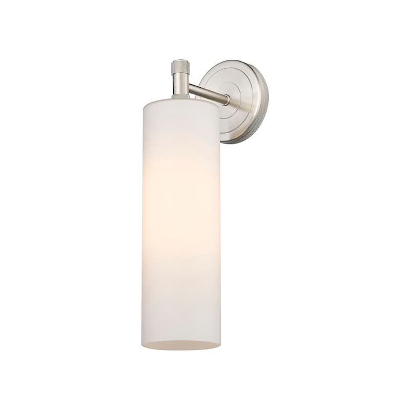 Innovations Lighting 434-1W-5-4 Crown Point Sconce Crown Point 16" - Satin Nickel / Matte White