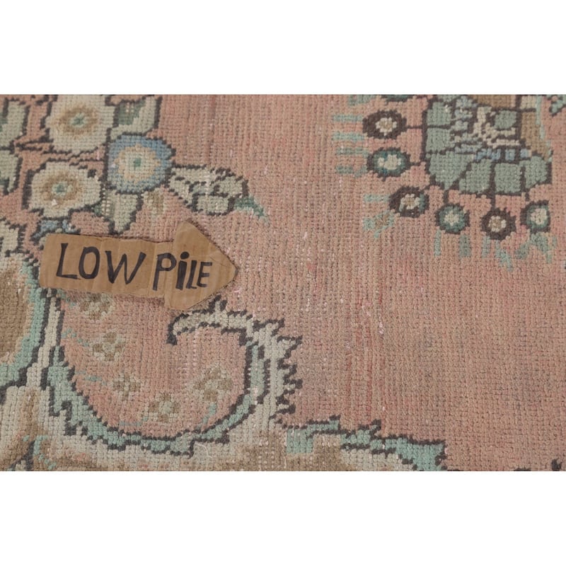 Distressed Pink Tabriz Persian Vintage Area Rug Handmade Wool Carpet - 6'6"x 9'8"