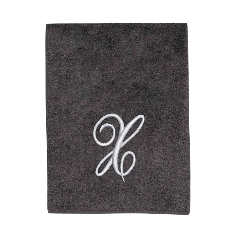 Avanti Linens Granite/Silver Script Monogram Bath Towel Letter X - Bath Towel