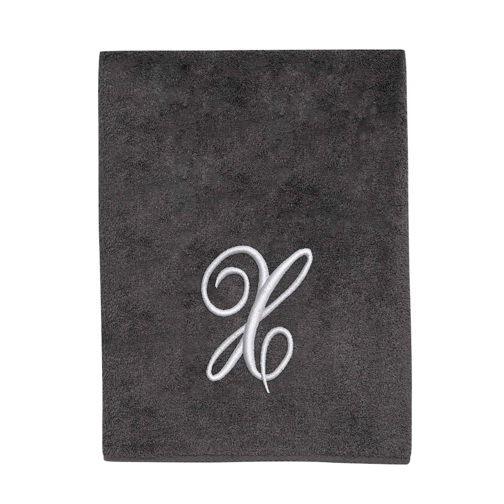 Avanti Linens Granite/Silver Script Monogram Bath Towel Letter X - Bath Towel