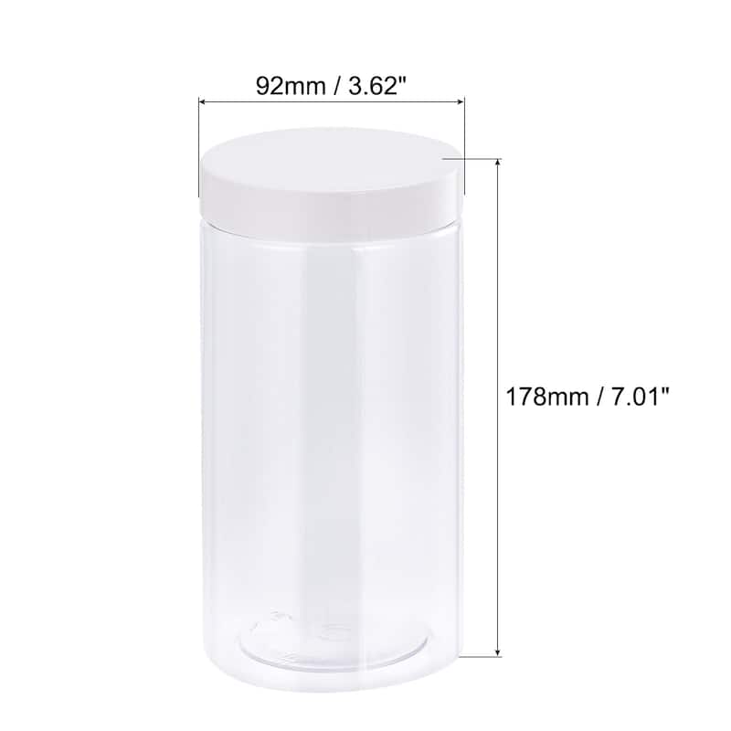 Round Plastic Jars with White Screw Top Lid, 12Pcs