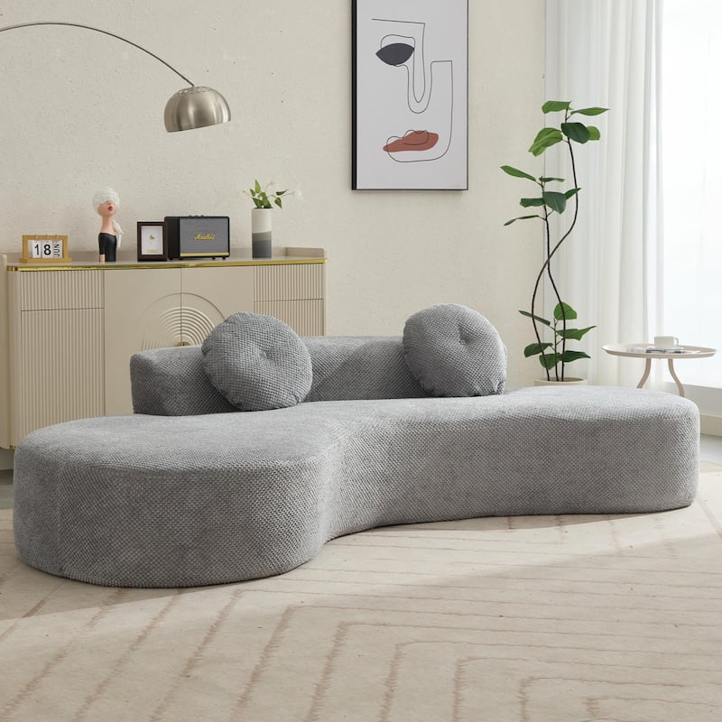 Curved Sofa 105.5-Inch - Modern Couch for 2, Soft Corduroy