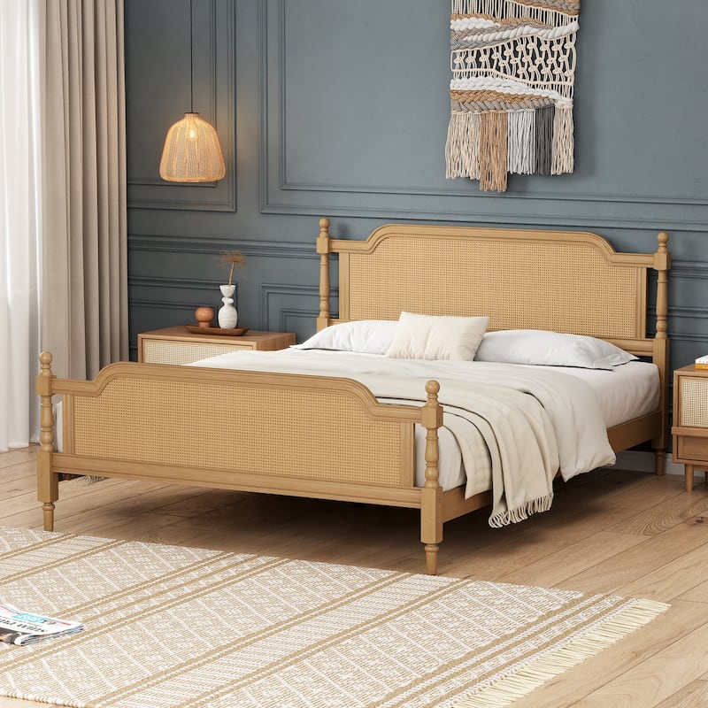 Traditional Style Rattan Bed Frame