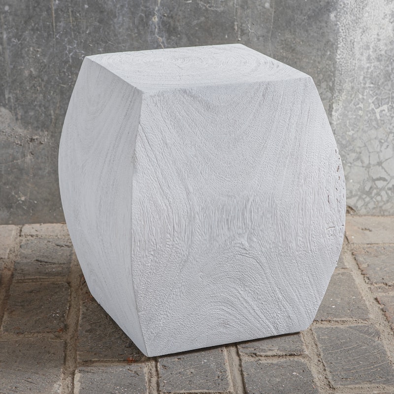 Wooden Square Top Accent Stool - 17" - Cream