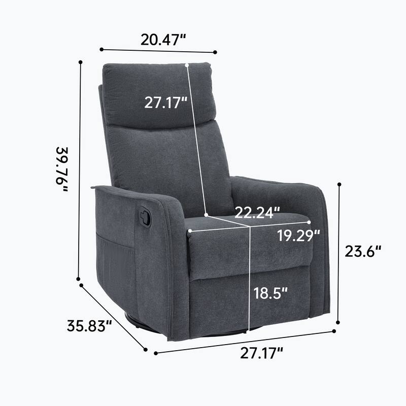 Heat Massage Manual Recliner Chair with 360° Swivel and Rocker Function