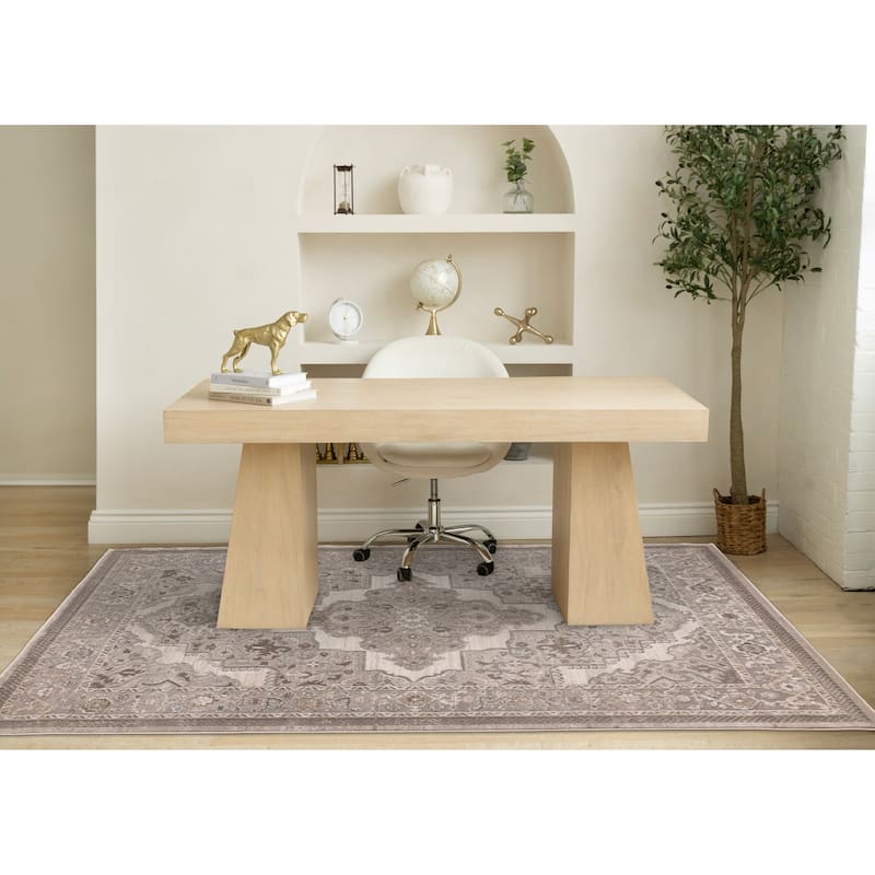 Taupe White Grey Beige Classic Elegant High-Traffic Rug