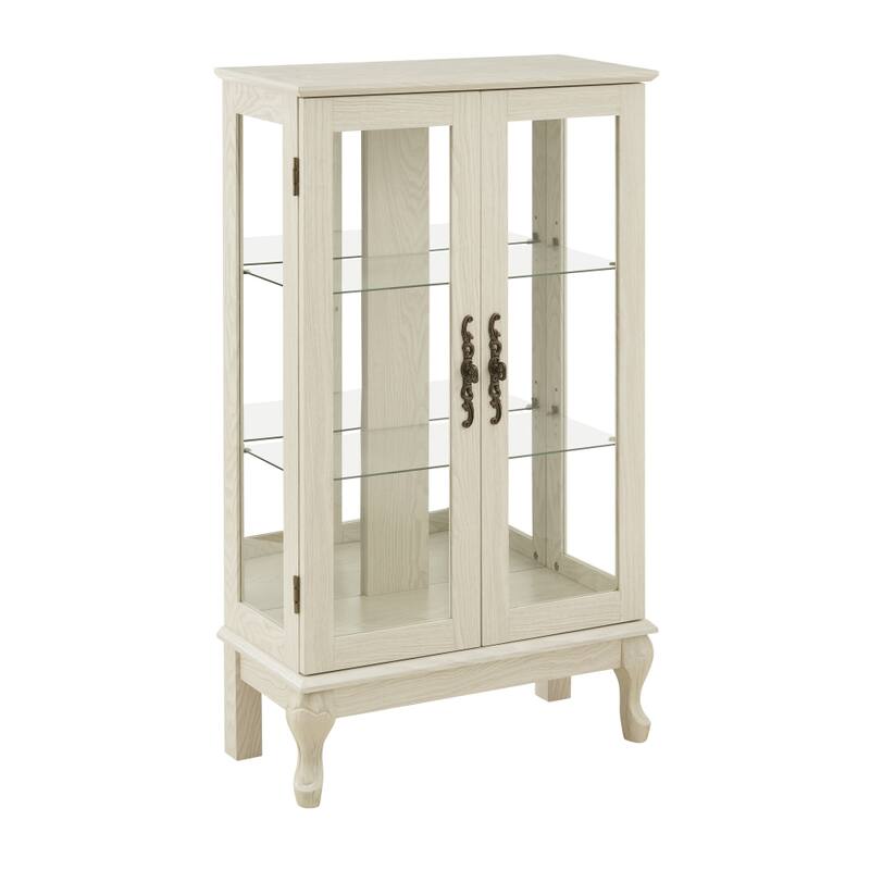 Curio Cabinet with Tempered Glass Doors and Adjustable Shelves Light Bulb Included