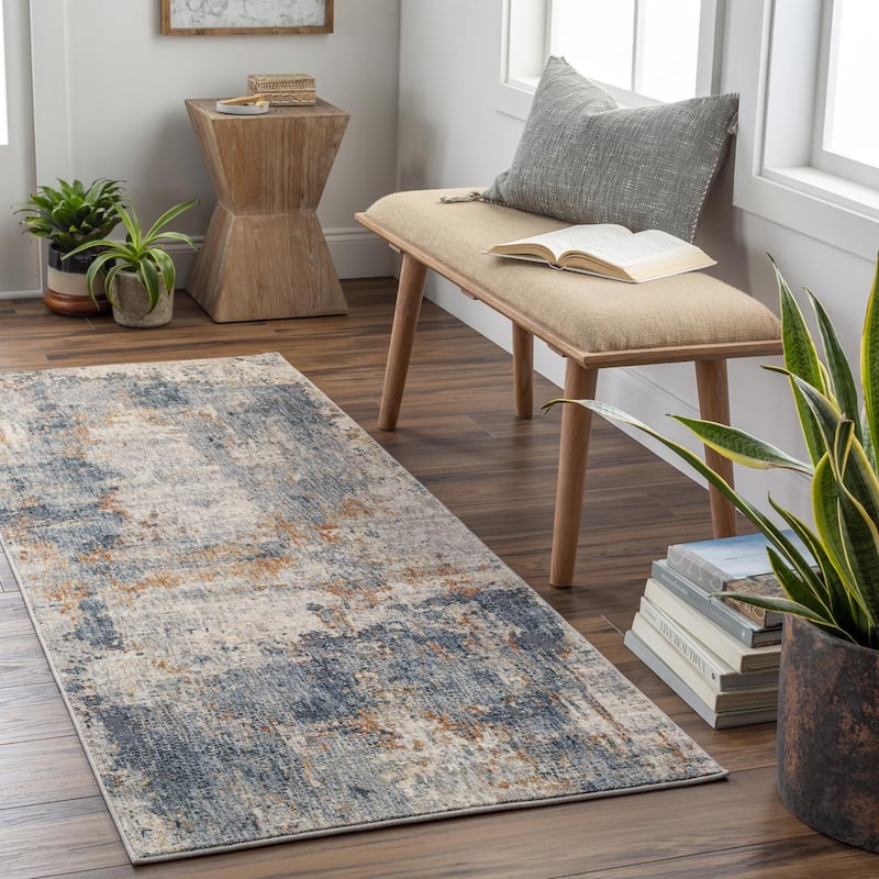 Livabliss Industrial Cardiff Animal Area Rug - 2'8" x 10' - Denim/Tan
