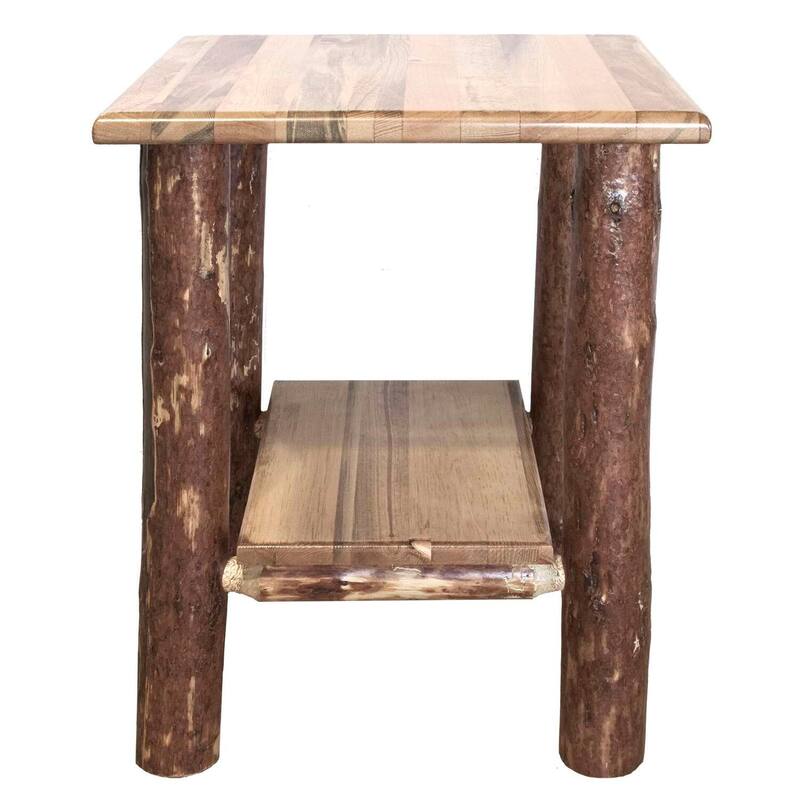 Square Nightstand with Shelf - End Table for Bedroom, Office - Rustic Pine Accent Table - 20"D x 20"W x 25"H