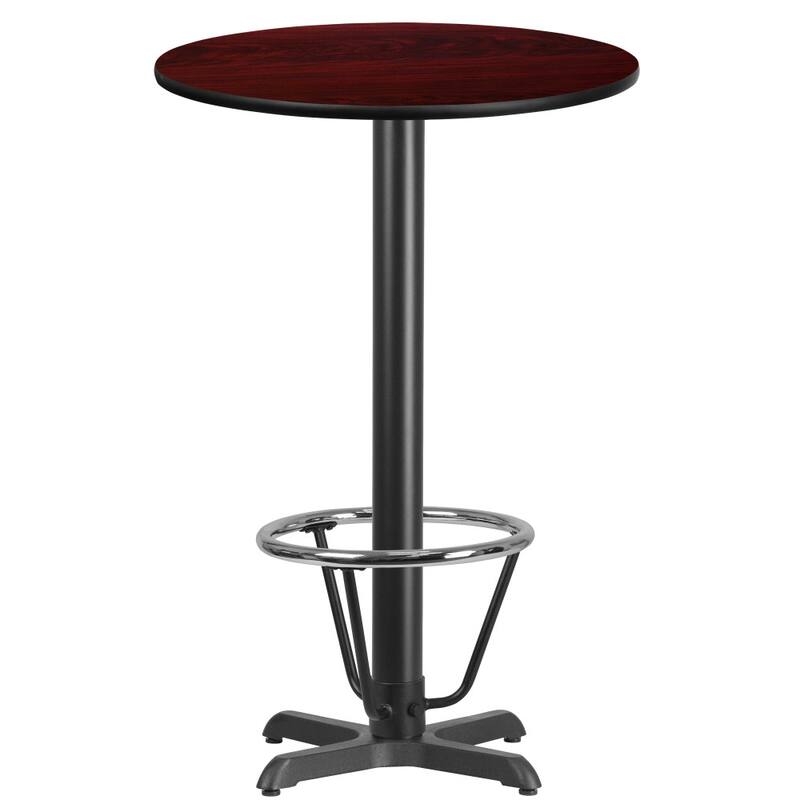 24'' Round Laminate Table Top with 22'' x 22'' Bar Height Table Base