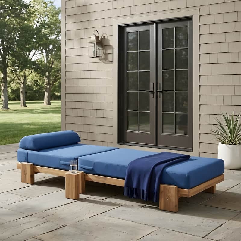 78.8-inch Outdoor Patio Lounge Chair with Adjustable Recliner, Headrest, and Retractable Side Tray