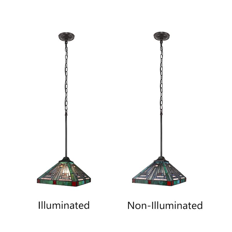 Tiffany-Style 1-Light Mission Ceiling Pendant 12" Shade