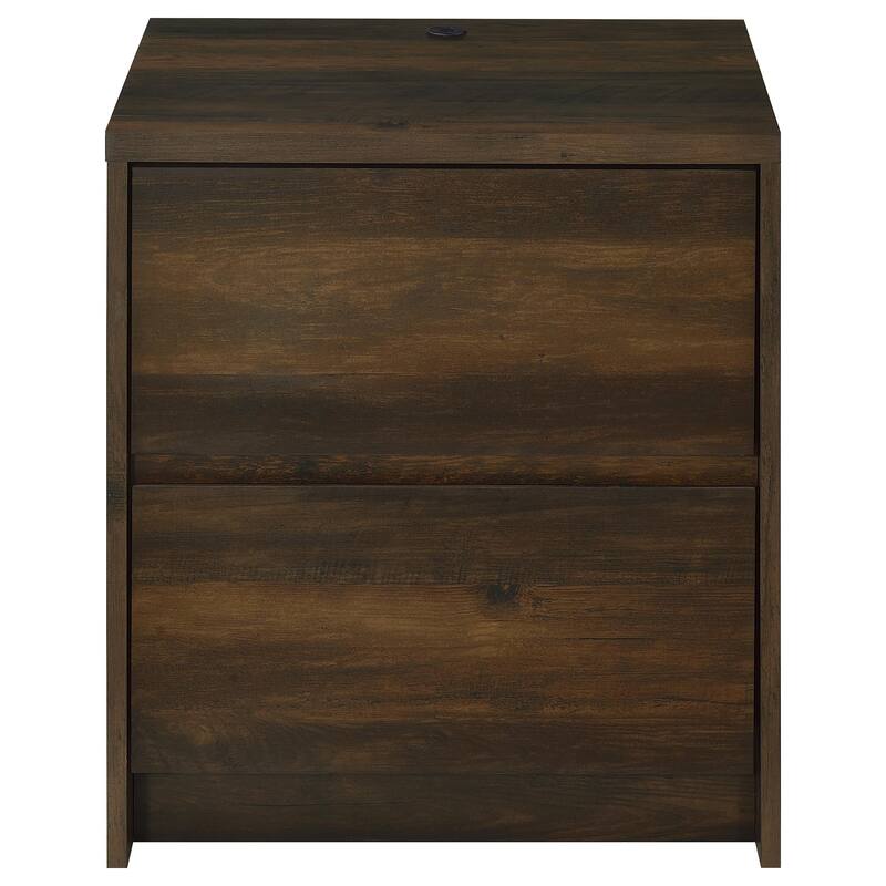 Dark Pine 2-Drawer Nightstand with LED Lights and USB Ports