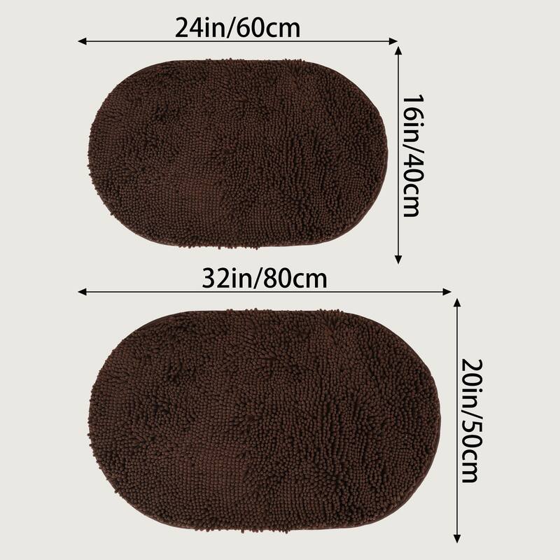 Oval Plush Bath Mat, Soft Non Slip Absorbent Rug, Rubber Backing Quick Dry Rugs for Shower Floor, Bathroom Decor