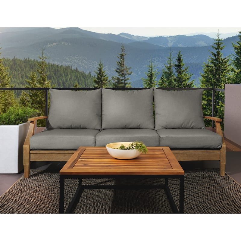 Sorra Home Sunbrella Outdoor Deep Seating Sofa Pillow and Cushion Set - 29 in W x 27 in D x 5 in H - Charcoal