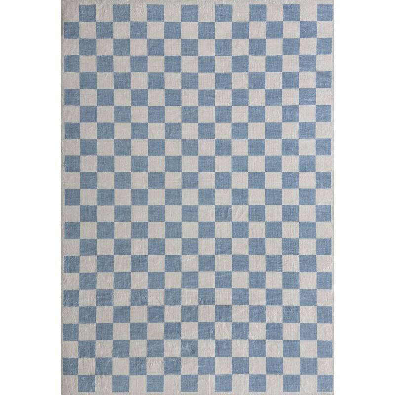 Rug Branch Kids Metro Checkered Harbor Blue Indoor Soft Area Rug