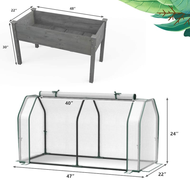 Costway Raised Garden Bed with Dual Zipper Door Greenhouse for Patios
