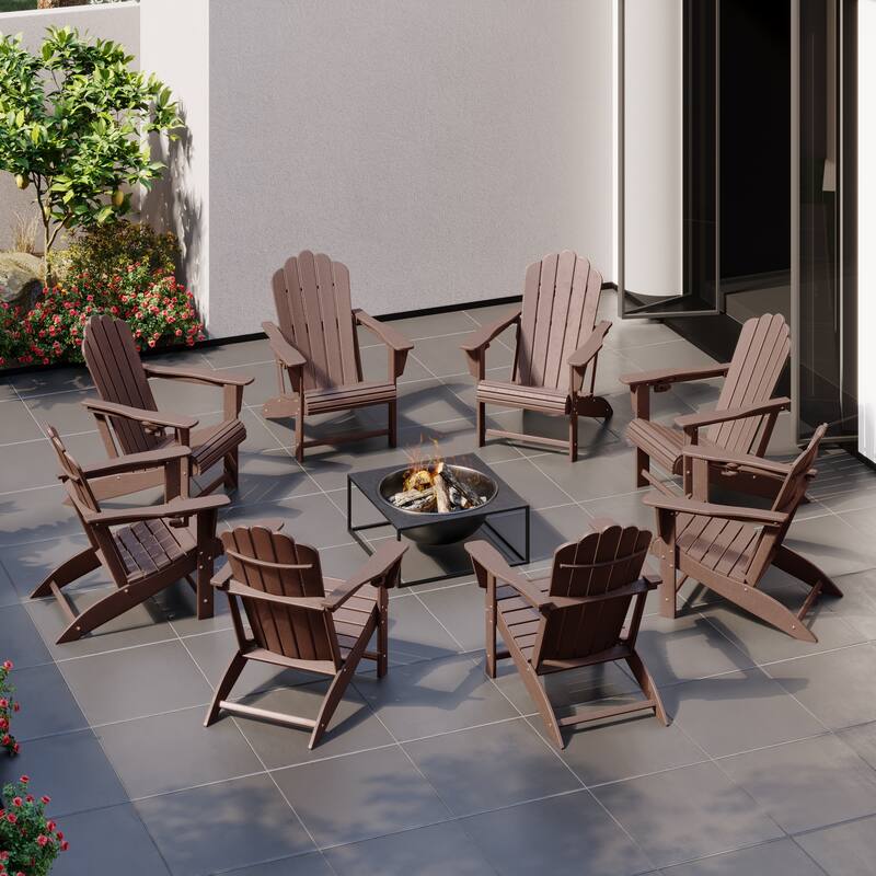 Aderson Outdoor Poly Adirondack Chairs with Cupholders (Set of 8)