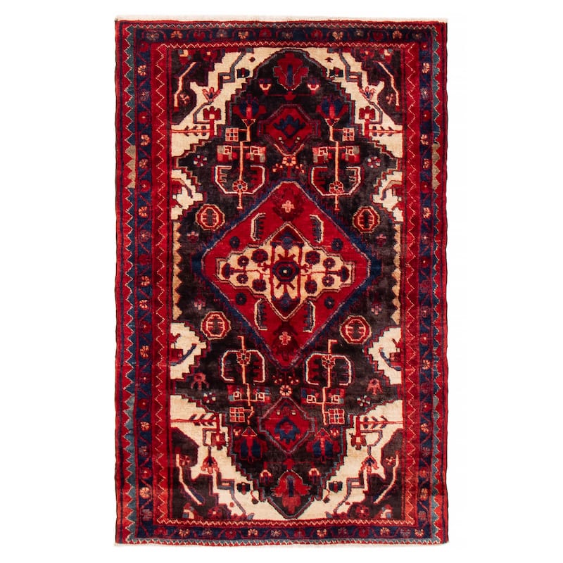 ECARPETGALLERY Hand-knotted Anatolian Vintage Black, Red Wool Rug - 3'5 x 5'5 - Black/ Red - 3'5 x 5'5