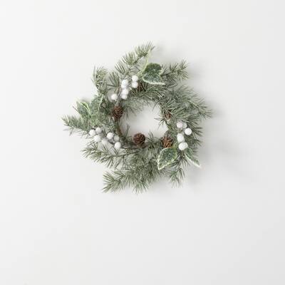 11" Artificial Pine Leaf And Berry Mini Wreath