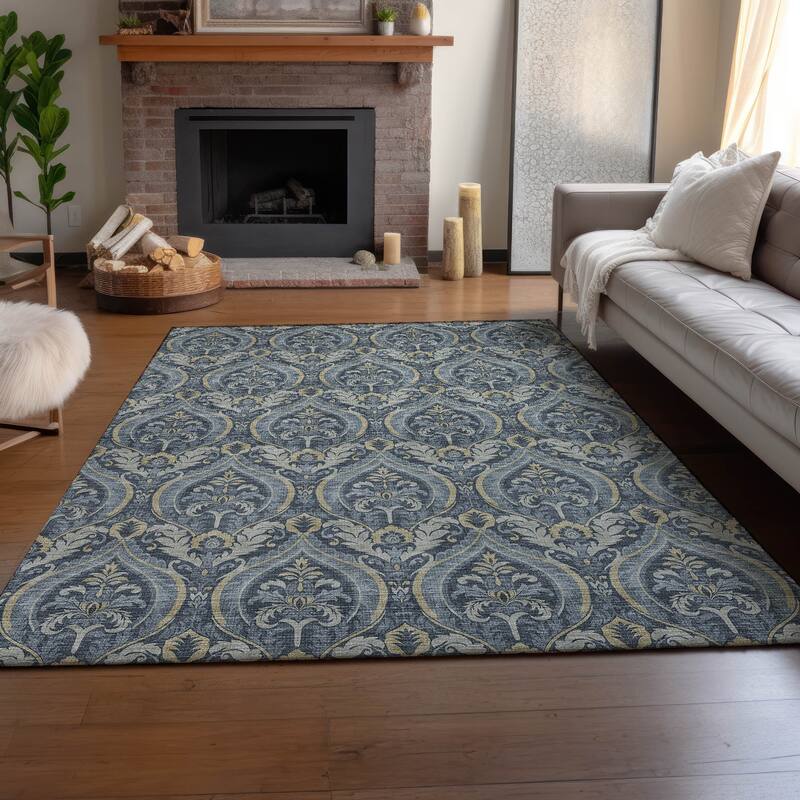 Premium Washable Super Soft Traditional Damask Mayfield Rug