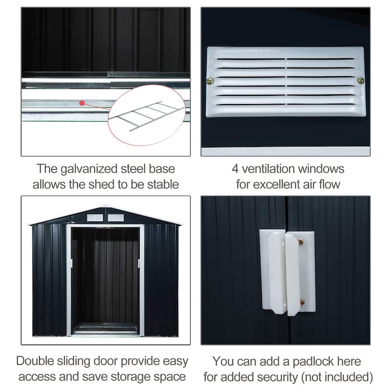 Outsunny Metal Outdoor Shed Organizer & Garden Storage