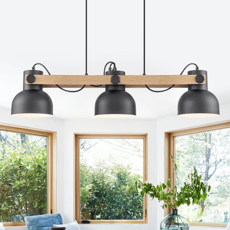 3-Light Industrial Linear Kitchen Island Pendant Light Dome Shades - Dia.32.68-in - Dia.32.68-in