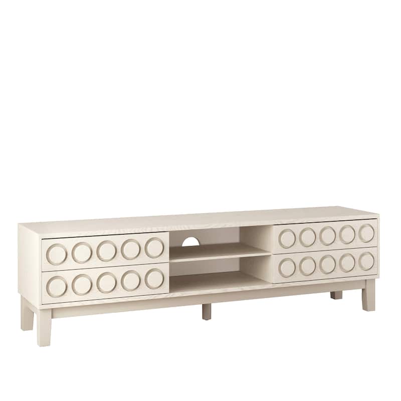 Mid-Century Modern TV Stand with 4 Drawers, Entertainment Console for TVs up to 75", Wood Media Center for Living Room