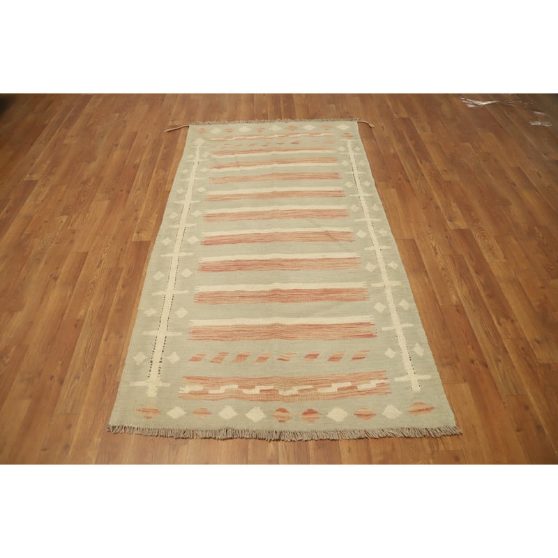 Hand Woven Oriental 100% Wool Carpet Southwestern Tribal Multi-Colored Kilim Area Rug - 5' 10'' X 3' 2''
